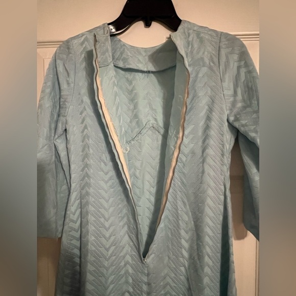 ❤️sale Vintage 60’s party dress baby blue w/metallic sheen semi bell sleeve sz S - Picture 11 of 11